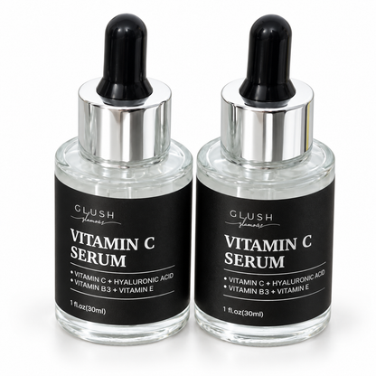 Vitamin C Serum bottles on a clean white background