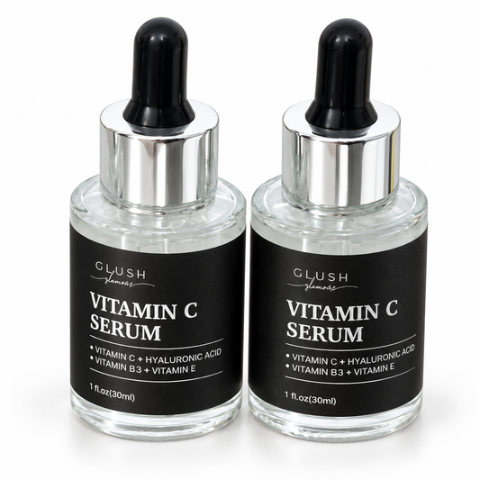 Vitamin C Serum bottles on a clean white background